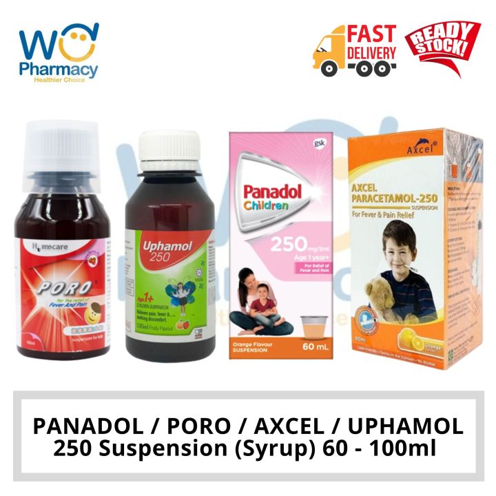 PANADOL / PORO / AXCEL / UPHAMOL 250 Suspension (Syrup) 60  100ml