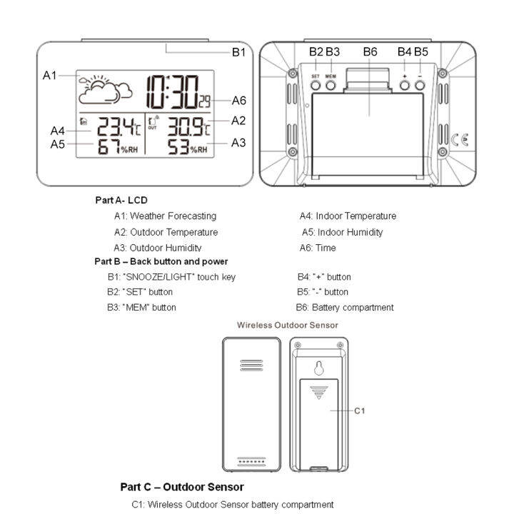 worth-buy-เตือน-jam-tangan-digital-เซ็นเซอร์ไร้สายอุณหภูมิความชื้นคาดการณ์นาฬิกาดิจิตอลตั้งโต๊ะสถานีสภาพอากาศ