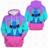 Lilo &amp; Stitch เสื้อกันหนาวผู้หญิงเกาหลีขนาดใหญ่ Hoodie อะนิเมะ Kawaii Harajuku คู่กับกระเป๋า Hooded Gothic Coat