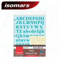 ISOMARS แผ่นเพลทอักษร School (Font Stencil Set - Schoolbook)