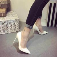 ผู้หญิงรองเท้าส้นสูงปั๊ม Tacones Pointed Toe สิทธิบัตร PU Stilettos ส้นเซ็กซี่สำนักงานสุภาพสตรีรองเท้าแต่งงาน810ซม. Drop Ship