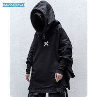 ญี่ปุ่น Streetwear ชาย Hoodies Hip Hop เย็บปักถักร้อย Pullover Patchwork ปลอมสอง Darkwear Tops Techwear Hoodies Michalkova