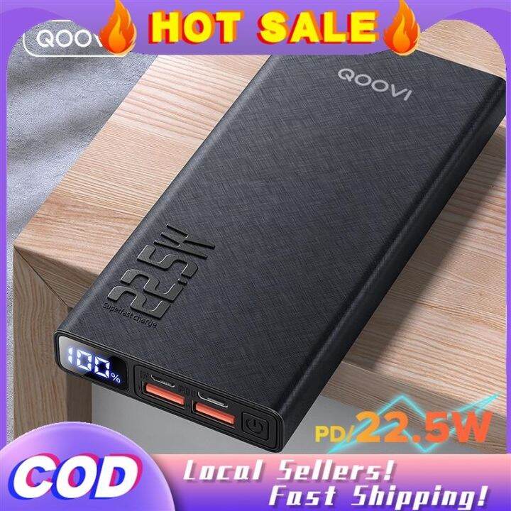 QOOVI 20000mah Power Bank Super Fast Charger type c power bank Dual Usb
