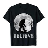 Believe In Bigfoot Under A Full Moon Funny Sasquatch T-Shirt Youthful Adult T Shirt Classic Cotton Tops T Shirt Birthday