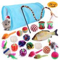 [COD] Cross-border new cat toy set tunnel mint fish teasing stick plush mouse bell discount