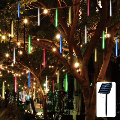 30cm 8 Tubes Solar Meteor Shower Rain Light String with Timing Dimming Controller for Tree Christmas Wedding Party Decoration