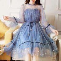 (COD) womens sweet little fresh waist fairy mesh dress