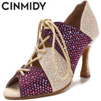 CINMIDY ใหม่เซ็กซี่รองเท้าเต้นรำเต้นรำท้องแจ๊สขั้วโลกเต้นรำรองเท้าฝึกอบรมนุ่มแต่เพียงผู้เดียวของผู้หญิงแต่งงานรองเท้าส้นสูงรองเท้าเต้นรำละติน