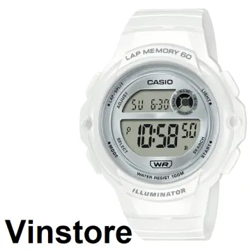 Casio W-219HC-8B Illuminator White Resin Digital Alarm Casual Sporty Men's  Watch