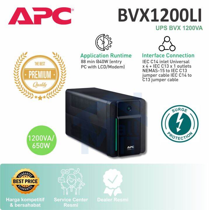 UPS APC UPS BVX 1200VA 650W USB Charging BVX1200LI-MS Surge Protection ...