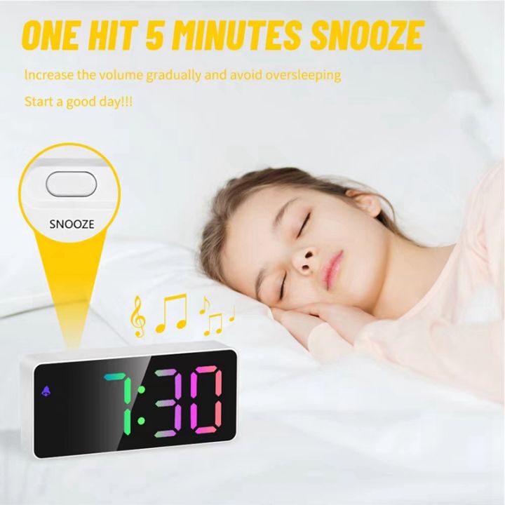 rainbow-colored-led-digital-alarm-clock-snooze-outlet-powered-for-bedroom-desk-black