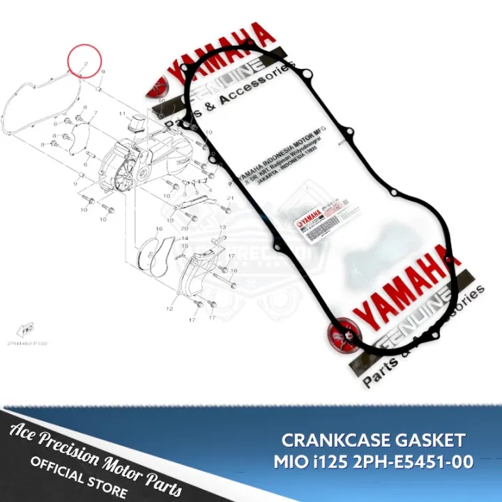 【Ready Stock】 GASKET, CRANKCASE COVER 1 MIO i125 2PHE545100 YAMAHA