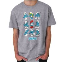 New summer The Smurfs Squad Papa Smurfette 80S Cartoon Or Crewneck Top Selling Summer Cotton T-Shirts for men boyfriend gift