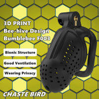 2023 NEW 3D Print Bee-hive Design Breathable Cage 2 Types of Rings Male Chastity Device Products F003