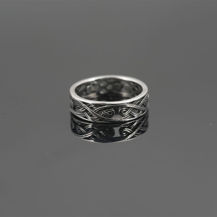 แหวนเหล็กไทเทเนียมห่วงน็อตจีนย้อนยุคไม่ซีดอินเทรนด์ผู้ชายแหวนกลวงสแตนเลสบุคลิกภาพฮิปฮอปญี่ปุ่น