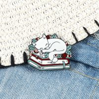 hot【DT】 Reading Book Enamel Pin Cartoon Sleeping Brooches Animals Badge Lapel Pins Jewelry Gifts