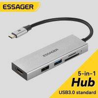 Shirelle อุปกรณ์อิเล็กทรอนิกส์} Essager 5 In 1 USB C ฮับแยก HDMI-4K แท่นวางมือถือสำหรับ Macbook อะแดปเตอร์แล็ปท็อปประเภท3.0