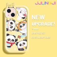 Jjlingji เคสสำหรับ iPhone 13 iPhone 13 Pro iPhone 13 Pro iPhone 13 Pro Max นิ่มสำหรับเลนส์เคสความคิดสร้างสรรค์โปร่งใสลายการ์ตูนแฮปปี้แพนด้าสีสันสดใสกันกระแทกแบบใสเคสมือถือฝาป้องกันซิลิโคนแบบเรียบง่าย