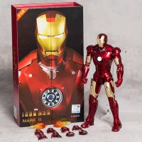 【CW】ZD Toys Iron Man Mark III MK3 PVC Action Figure Model Doll Toy Colletible Figurals with LED Light