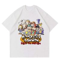 แขนสั้นโอเวอร์ไซส์Harvest MOON เสื้อยืดลําลอง ผ้าฝ้าย แขนสั้น พิมพ์ลาย DTG O สีดํา ขาว สไตล์วินเทจ สําหรับผู้ชาย ผู้หญิง  JFNM