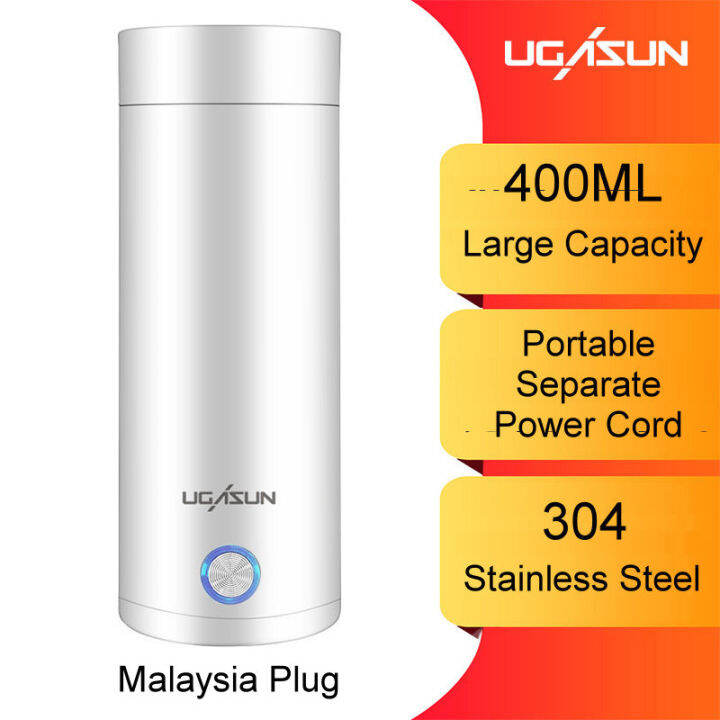 Portable Mini Travel Electric Kettle 400ML Water Heating Bottle Stainless Steel Thermal Kettle