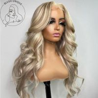 Ash Honey Blonde Lace Front Wig 13x4 Synthetic Hair HD Transparent 613 Colored Lace Frontal Wigs For Women Highlight Wig Cosplay Wig  Hair Extensions