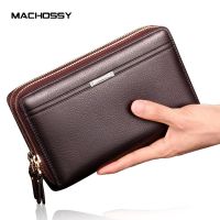 ZZOOI Vintage Business Long Wallets Men PU Leather Clutch Purse Men Hand Bag Carteira Masculina Double Zippers Large Capacity Wallet