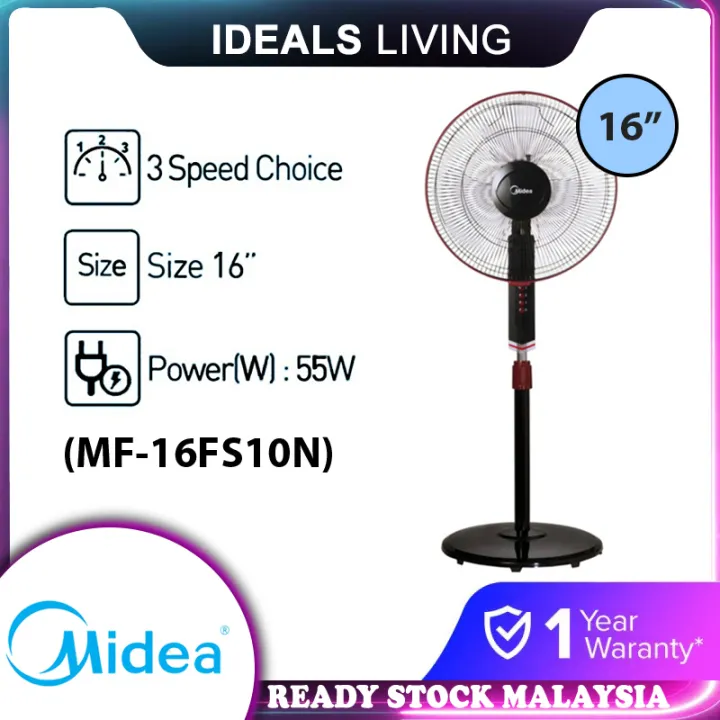 Midea 16 Stand Fan Mf 16fs10n 3 Speed Fulfilled By Idealsliving Lazada