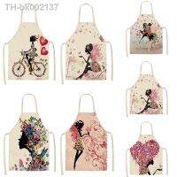 ✢✵ Apron Kitchen Pretty Girl Linen Print Home Kitchen Waterproof Aprons for Women Cooking Accessories Delantal Cocina Pichi Mujer