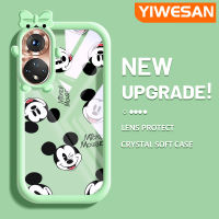 YIWESAN เคสสำหรับ Honor 50เคสกระแสแฟชั่นแบรนด์มิกกี้เมาส์นุ่มน่ารัก Tpu เคสใสกรอบสีเคสกันกระแทกกล้อง