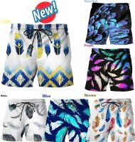 Summer Cool Feather Pattern Shorts Pants Men 3D Printed Swimsuit homme 2023 Swim Trunks Beach Shorts homme Sport Gym Ice Shorts