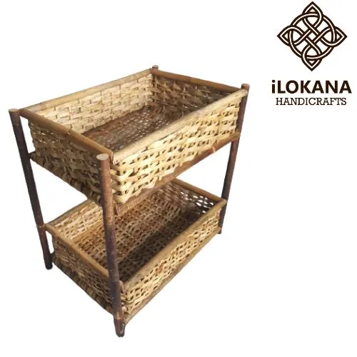 Multipurpose Two Tiered Rattan Storage Rack Lazada PH