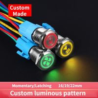 Custom Made Luminous 16/19/22mm 304 Stainless Steel Push Button Switch Momentary Latching Fixed LED Light 3V 6V 12V 24V 220V