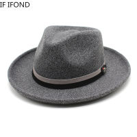 คลาสสิกขนสัตว์นุ่มรู้สึก Fedora สำหรับผู้ชายผู้หญิงฤดูใบไม้ร่วงฤดูหนาวย้อนยุค T Rilby แจ๊สหมวกโค้งปีกชุดหมวก