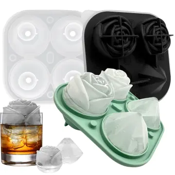 Ice Cube Trays, Silicone Whiskey Ice Ball Molds, Large Ice Hockey Maker  Molds, Round Ice Cube Molds, Spherical Ice Cube Molds, Square Large Ice Cube  Trays For Cocktails And Bourbon, Bar Supplies