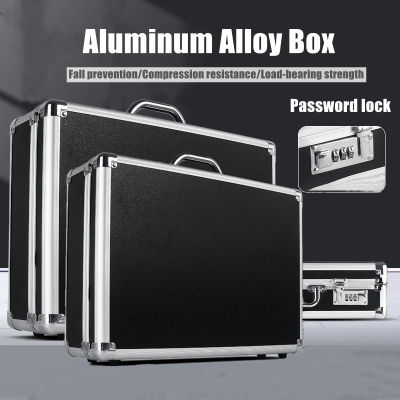 Aluminum Alloy Toolbox with Combination Lock Travel Suitcase Tools Organizer Safety Equipment Instrument Tool Case Cosmetic Box Portable Shockproof Briefcase with Sponge