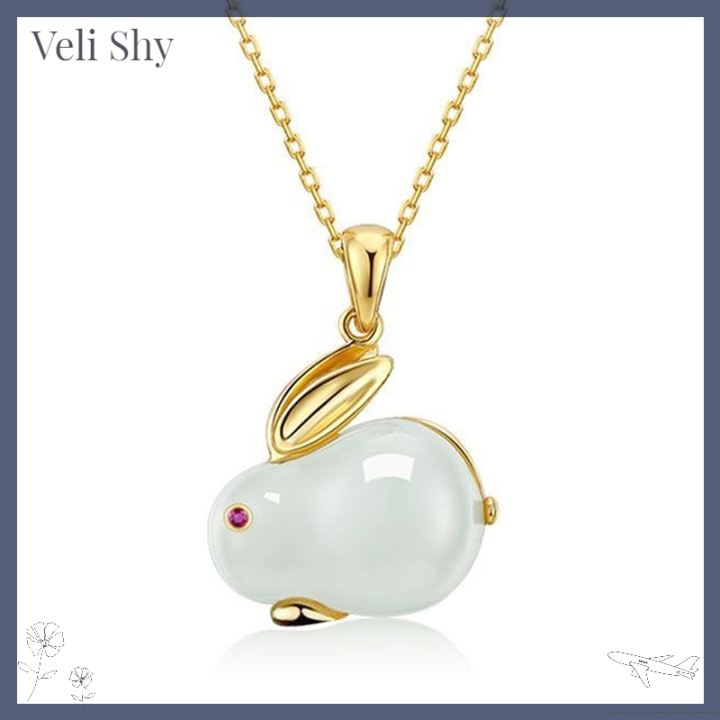 veli-shy-สร้อยคอสร้อยข้อมือแบบห้อยระย้าแฟชั่นกระต่ายน่ารักสำหรับผู้หญิงผู้ชายกำไลข้อมือแบบปรับได้เครื่องประดับปีลัคเนาดีของขวัญสำหรับงานเลี้ยงวันเกิด