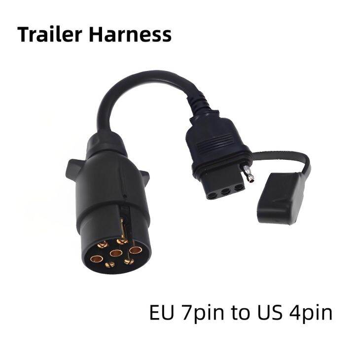 EU 7 Way to US 4 Way Trailer Wiring Harness Cord Connector Adapter for