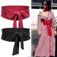 Aecibzo 9 Colors Suede Waist Belts Wide Corset Cinch Dress Belts Cummerbunds Bowknot Self Tie Wrap Around Obi Waist Band