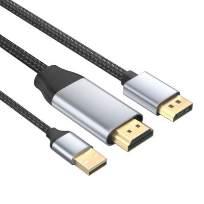 HDMI To Displayport สาย4K 60Hz HDMI 2.0 To DP 1.2ตัวแปลงวิดีโออะแดปเตอร์สายเคเบิลภาพเสียงพร้อม USB สำหรับ PS4โปรพีซีแล็ปท็อป