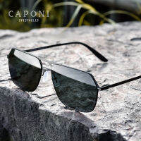 CAPONI Mens Sun Glasses Polarized Square Nylon Lens UV Protect Black Cut Shades Male No Screw Design Driving Sunglasses CP2007