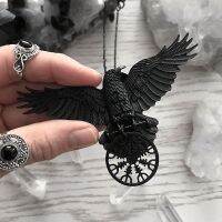 ﹍✤▤ Vintage Goth Black Crow Pendant Neckalce For Women 2022 Dark Viking MysticSymbol Retro Hippie Unisex Necklace collar hombre y2k