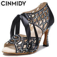 CINMIDY ผู้หญิงรองเท้าเต้นรำละตินหนังนิ่มนุ่มสำหรับในร่มส้นเต้นรำมืออาชีพ S ALSA รองเท้าห้องบอลรูมประสิทธิภาพรองเท้า