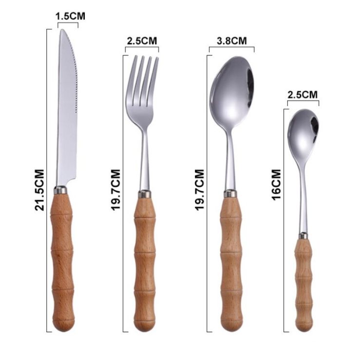 4pcs-stainless-steel-tableware-set-wood-handle-dinnerware-set-fork-spoon-teaspoon-cutlery-set-flatware-sets-cutlery-set