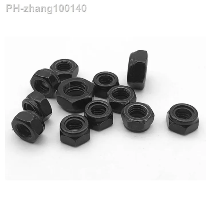 2-5-25pcs-m2-m2-5-m3-m4-m5-m6-m8-m10-m12-m16-304-stainless-steel-black-hex-nylon-insert-lock-nut-self-locking-nylock-nut-locknut