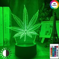 ❆❁ Acrylic Led Night Light Weed Usb Battery Powered Table Lamp Color Changing Touch Sensor Home Decor Light Kids Bedroom Nightlight