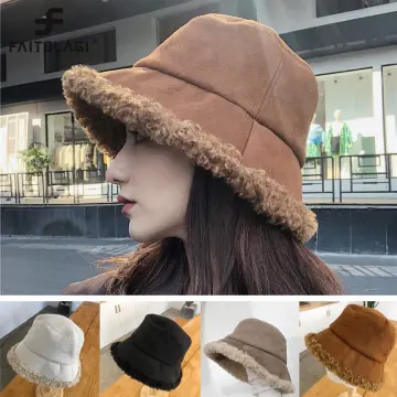 Fashion (khaki Lamb Wool)Womens Felt Hat Winter Fedora Bucket Hat