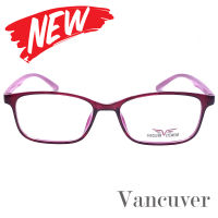 กรอบแว่นตา สำหรับตัดเลนส์ แว่นสายตา แว่นตา รุ่น Vancuver 3212 C-2 สีแดง ทรงเหลี่ยม ขาข้อต่อ วัสดุพลาสติกพีซีเกรดเอ เบา เหนียว ไม่แตกหัก