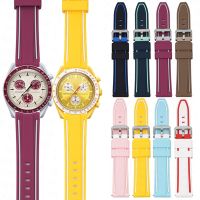 Gelang jam tangan silikon 20mm untuk Omega X Swatch bersama tali jam tangan konstelasi bulan Wanita Pria warna ganda gelang rilis cepat