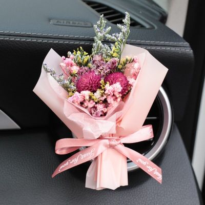 【DT】  hotMini Rose Bouquet Car Air Vent Clip Creative Flowers Mini Bouquet Car Perfume Air Freshener Gypsophila Carnation Ornament